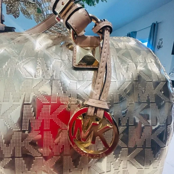 Michael Kors Gold Oversized Satchel Bag - Picture 7 of 10